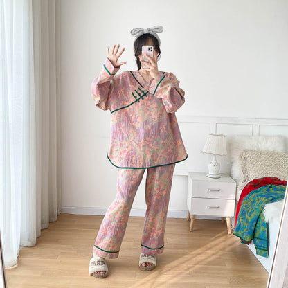 Ensemble pyjama en gaze de coton léger grande taille