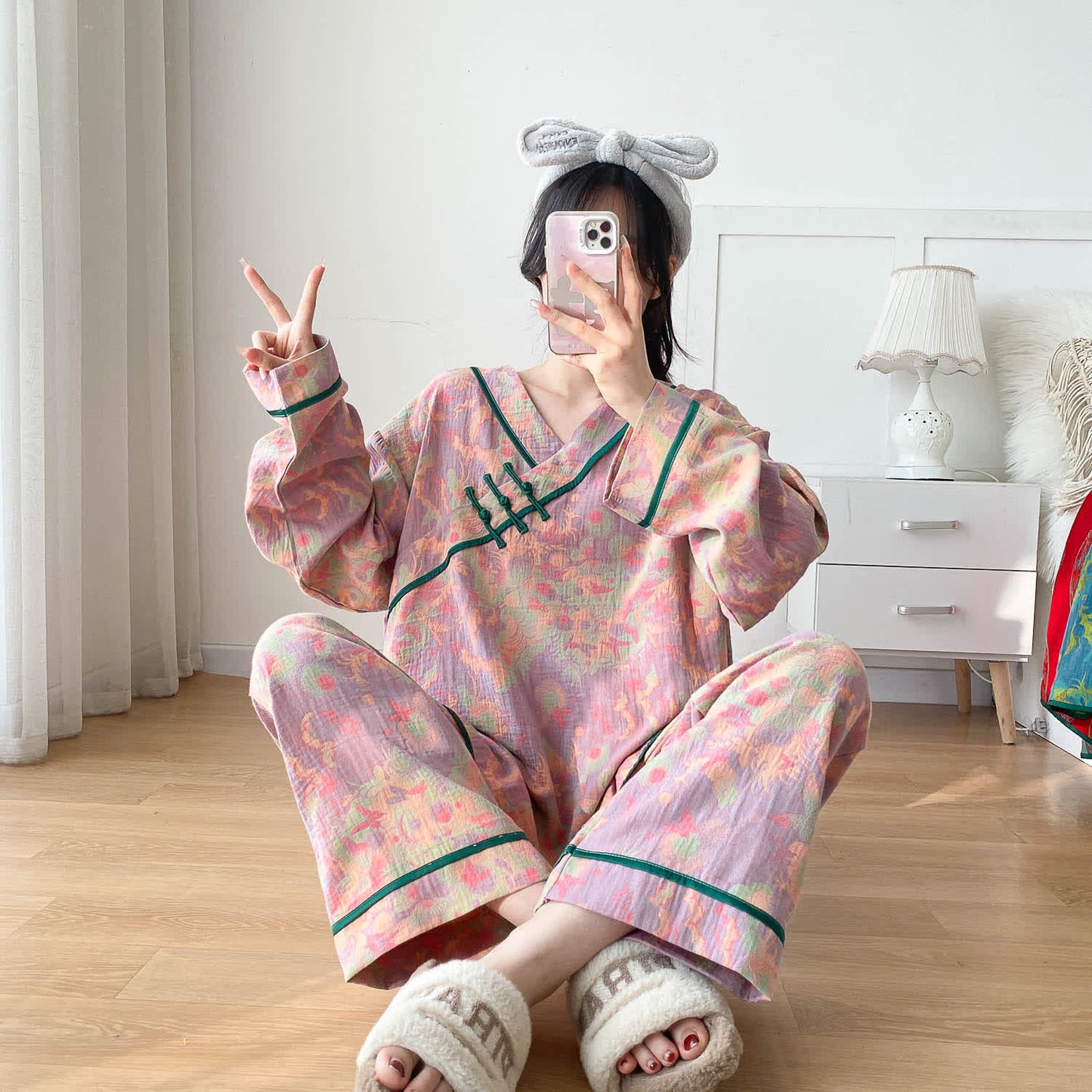 Ensemble pyjama en gaze de coton léger grande taille