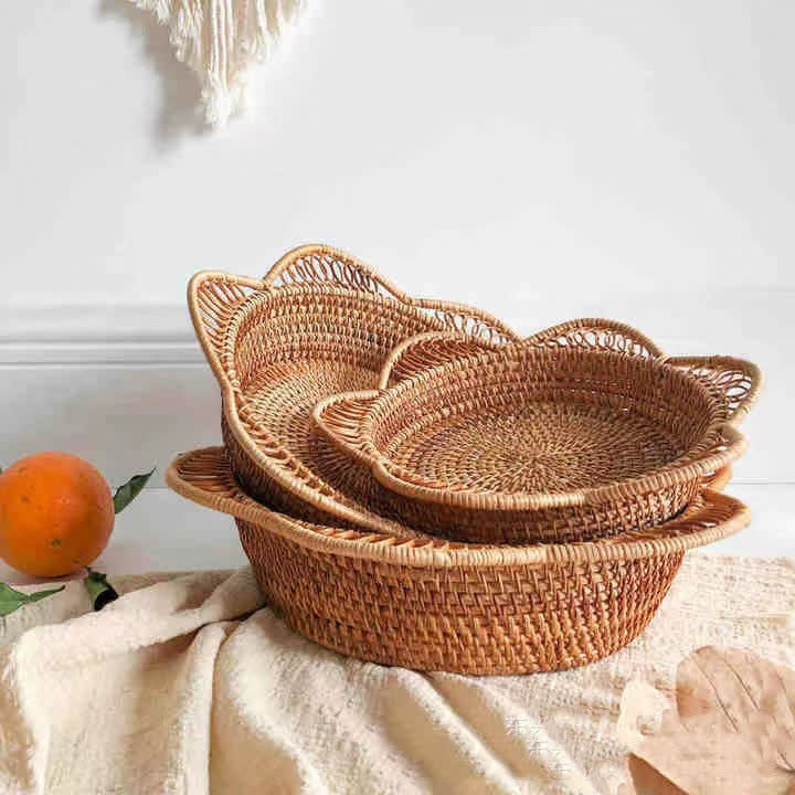 Panier de rangement en rotin tressé pour fruits et pain