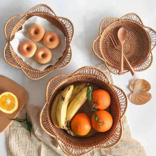 Panier de rangement en rotin tressé pour fruits et pain