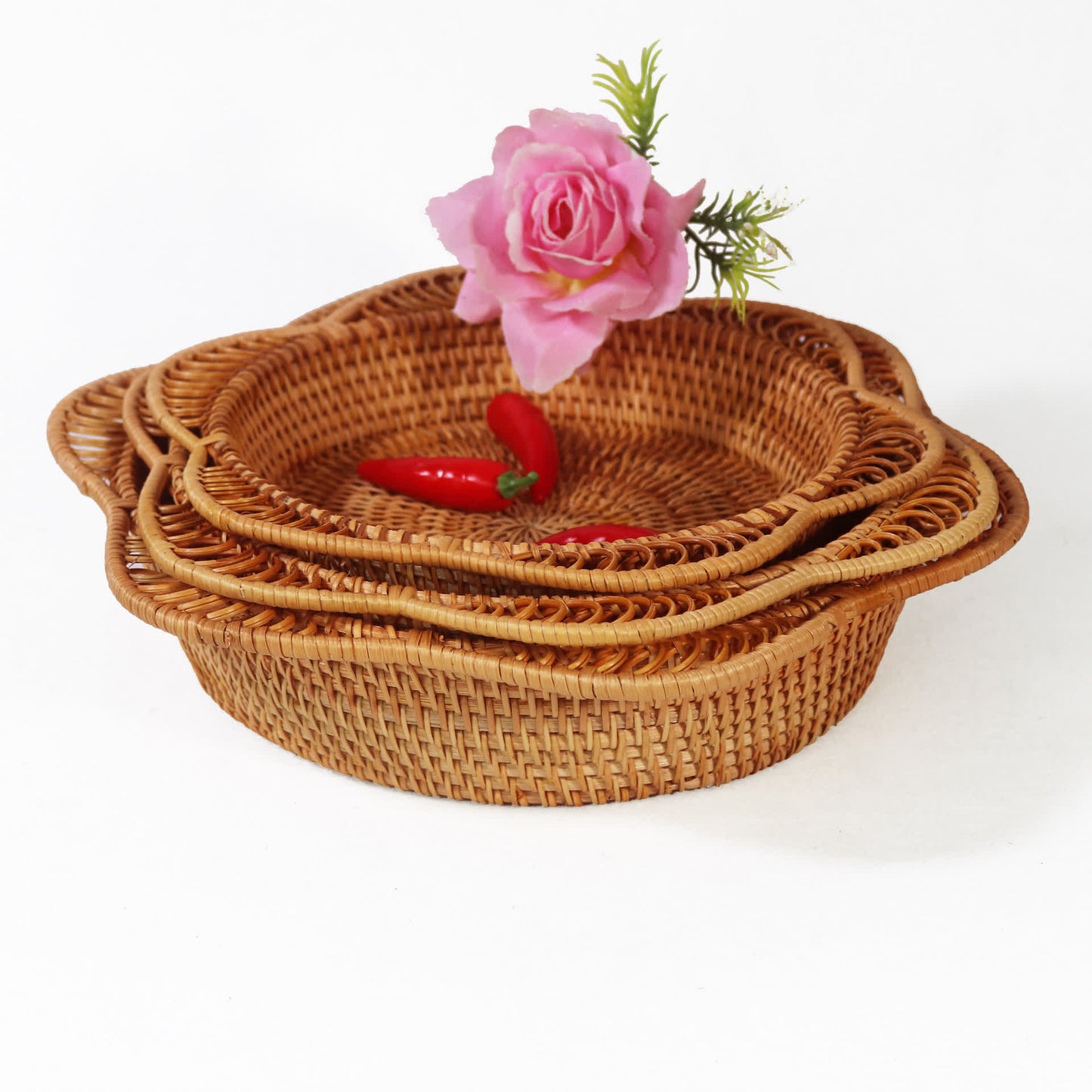Panier de rangement en rotin tressé pour fruits et pain