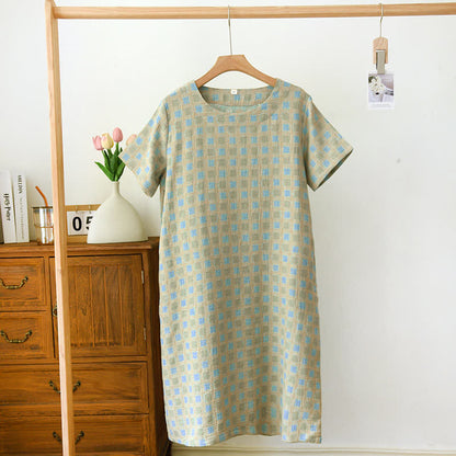 Chemise de nuit jacquard teint en fil en pur coton