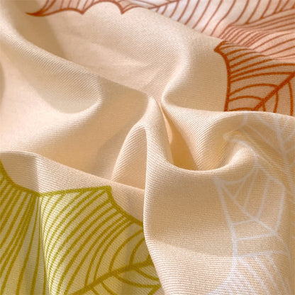 Parure de lit en coton brossé doux avec motif feuille d'érable (4 pièces)