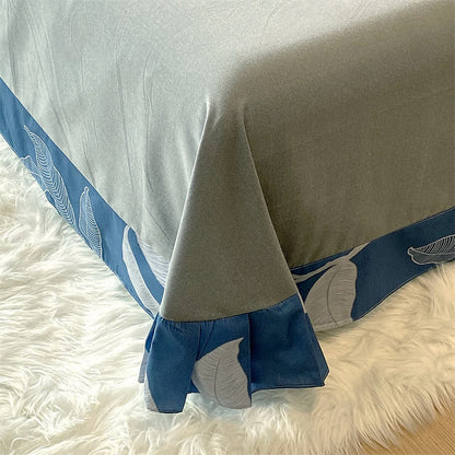 Parure de lit en coton brossé à motif botanique (4 pièces)