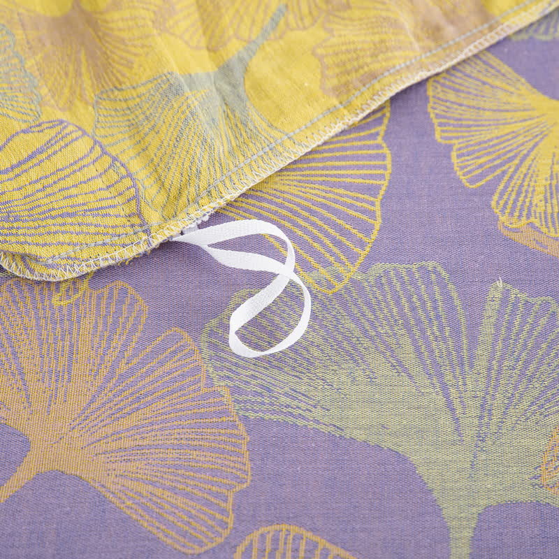 Parure de lit en coton avec feuilles de ginkgo et boutons (4 pièces) - image 10