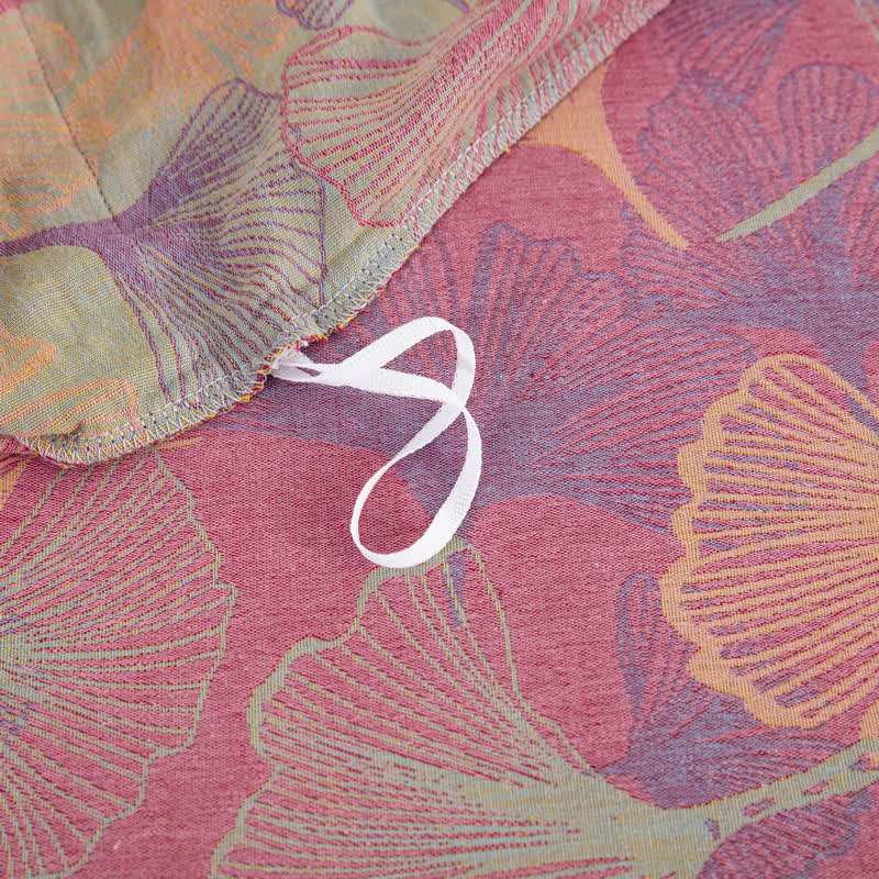 Parure de lit en coton avec feuilles de ginkgo et boutons (4 pièces) - image 33