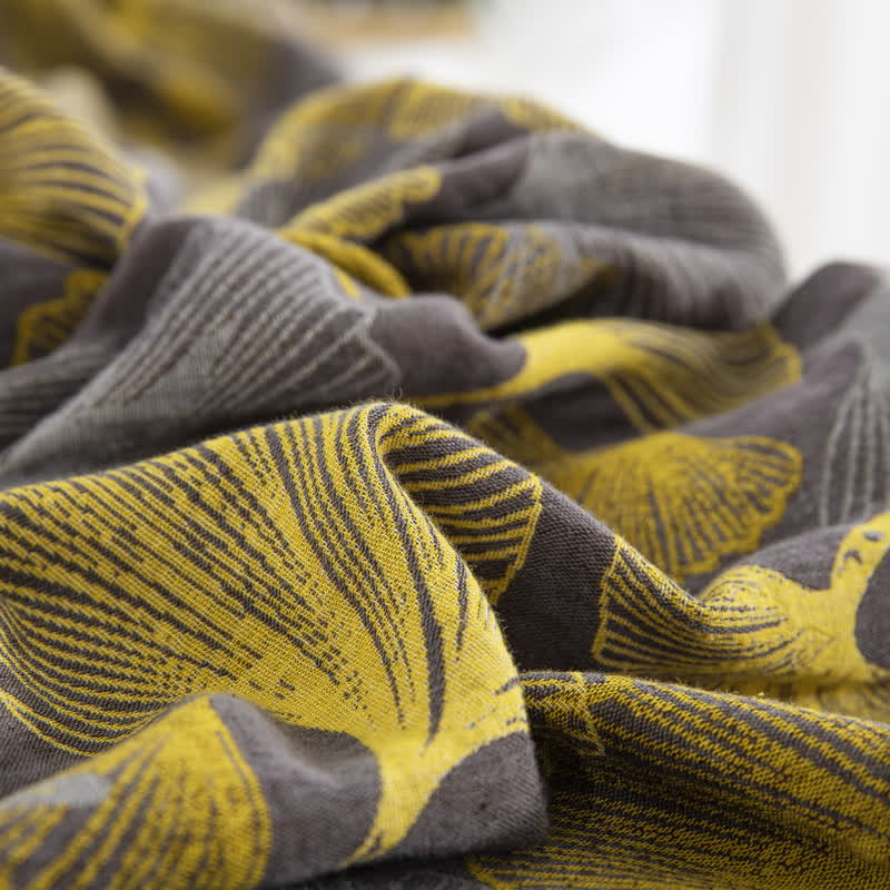 Parure de lit en coton avec feuilles de ginkgo et boutons (4 pièces) - image 18