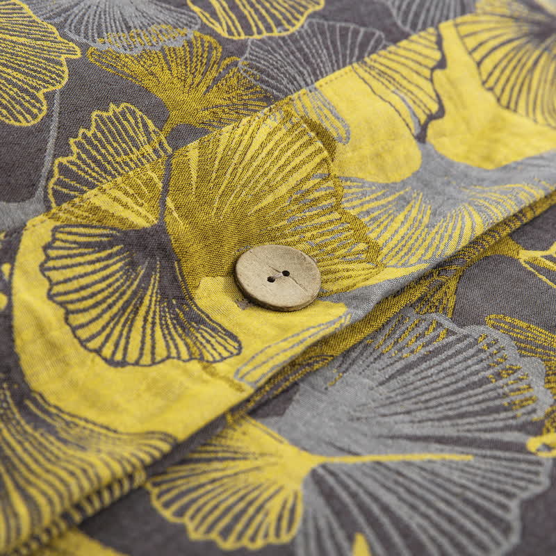 Parure de lit en coton avec feuilles de ginkgo et boutons (4 pièces) - image 20