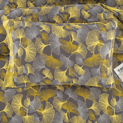 Parure de lit en coton avec feuilles de ginkgo et boutons (4 pièces) - image 16
