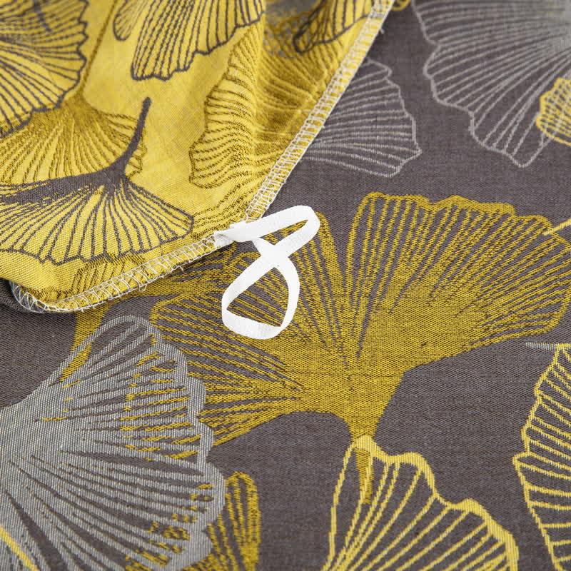 Parure de lit en coton avec feuilles de ginkgo et boutons (4 pièces) - image 22
