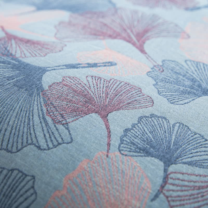 Parure de lit en coton avec feuilles de ginkgo et boutons (4 pièces) - image 42