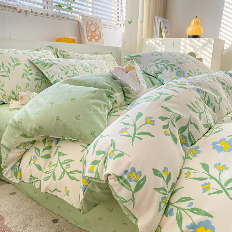 Parure de lit en pur coton Refresh Floral (4 pièces)