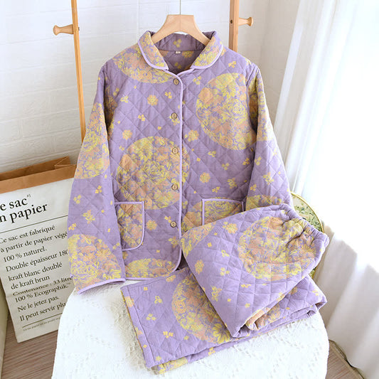 Ensemble pyjama en coton jacquard épais teint en fil