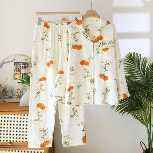 Ensemble de vêtements de détente country en gaze de coton kaki