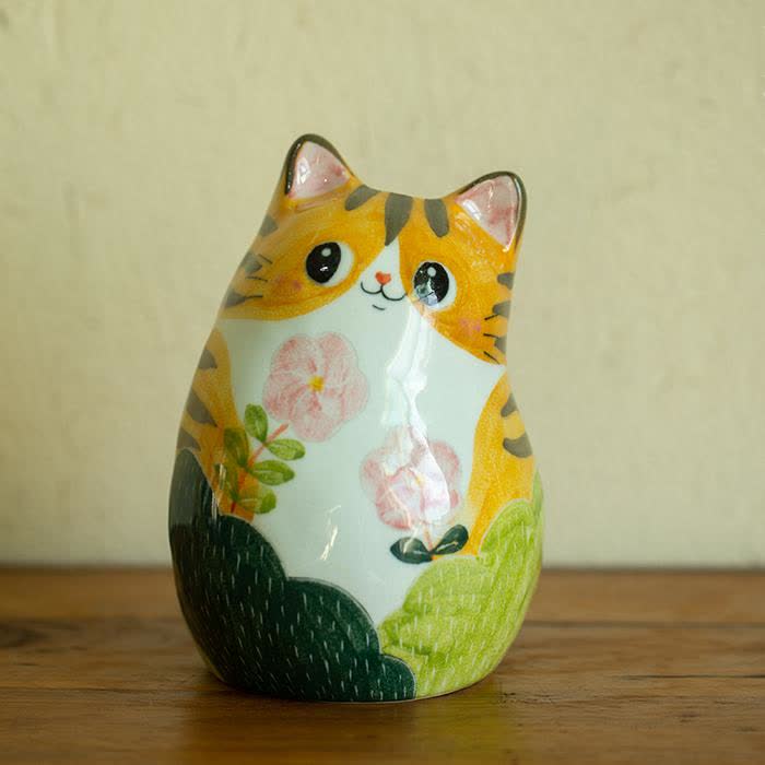 Vase créatif en céramique peint à la main en forme de chat mignon