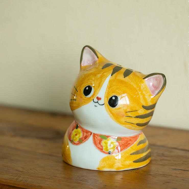 Vase créatif en céramique peint à la main en forme de chat mignon
