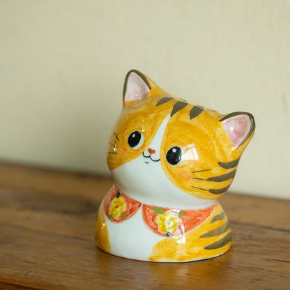 Vase créatif en céramique peint à la main en forme de chat mignon