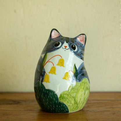 Vase créatif en céramique peint à la main en forme de chat mignon
