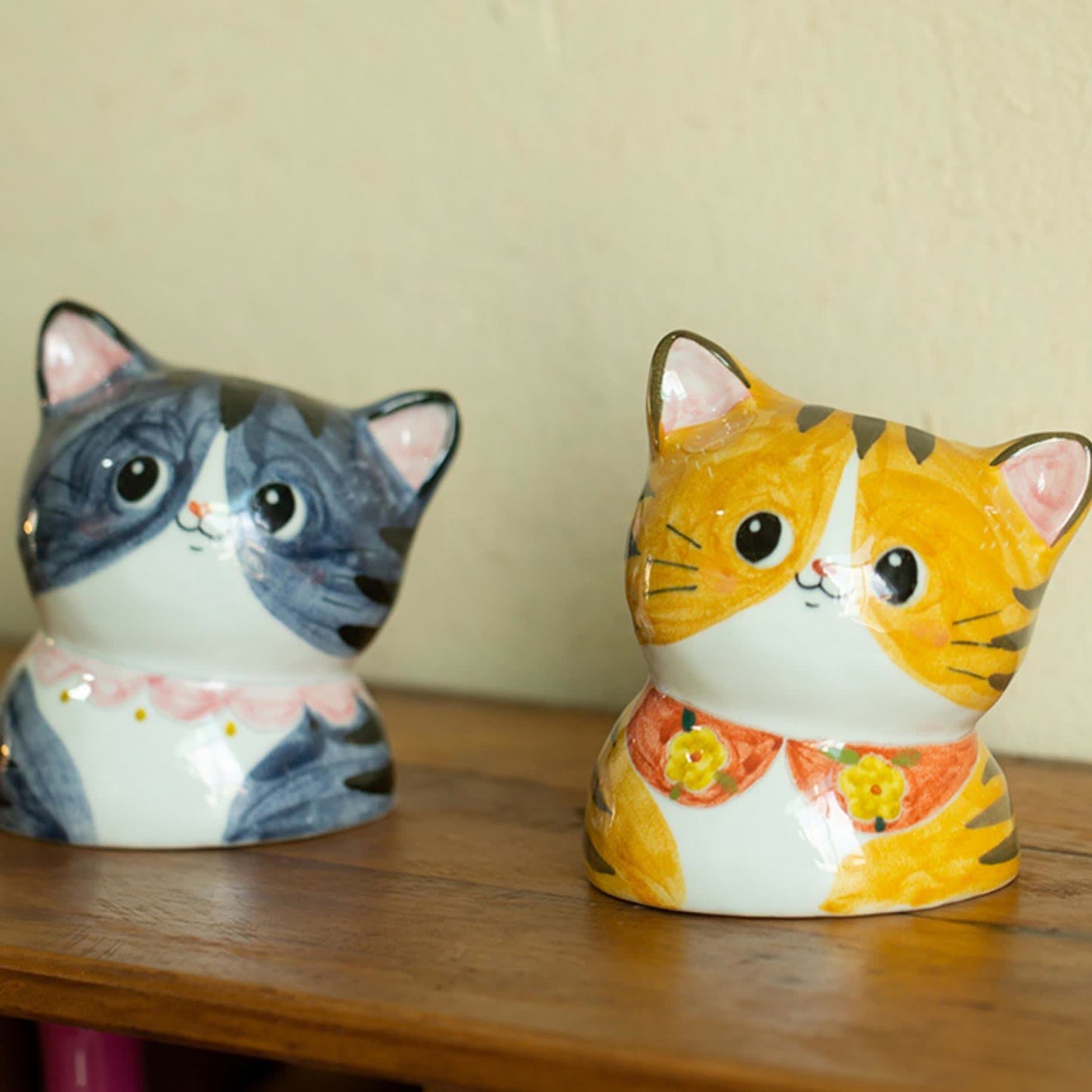 Vase créatif en céramique peint à la main en forme de chat mignon