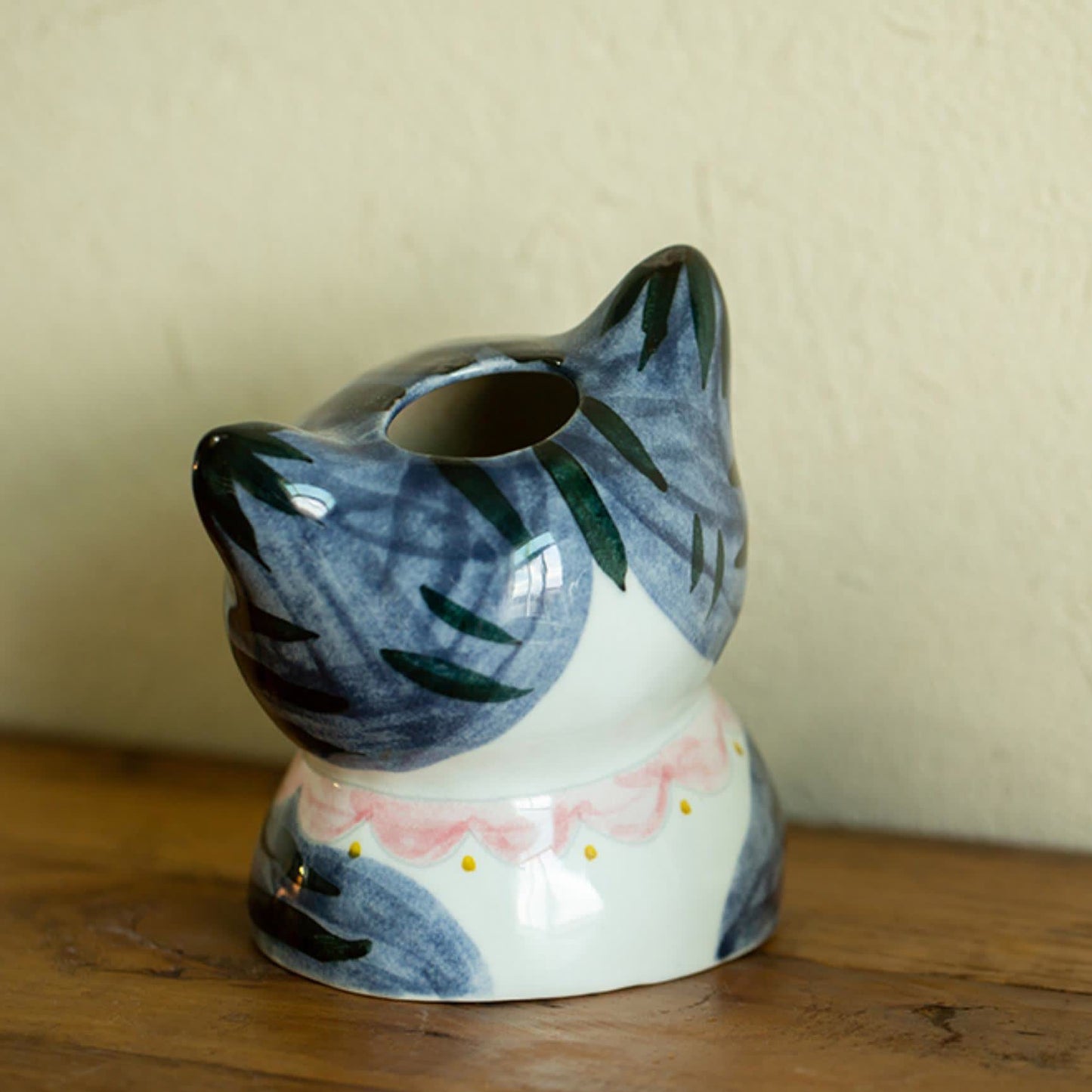 Vase créatif en céramique peint à la main en forme de chat mignon