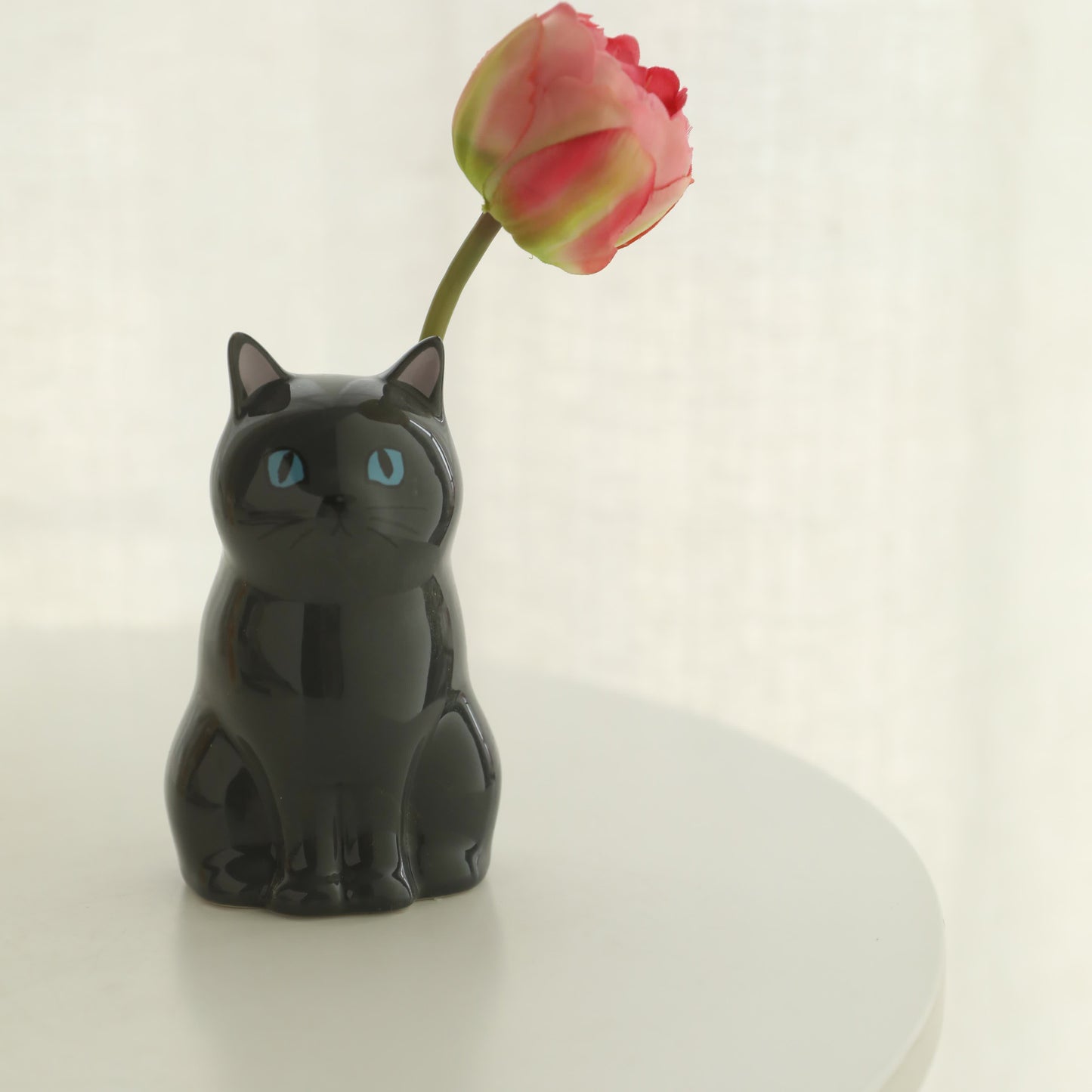 Vase porte-crayon en céramique peint à la main en forme de chat