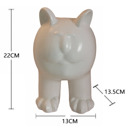 Vase en céramique de couleur crème avec motif de chat