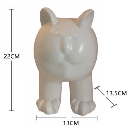 Vase en céramique de couleur crème avec motif de chat
