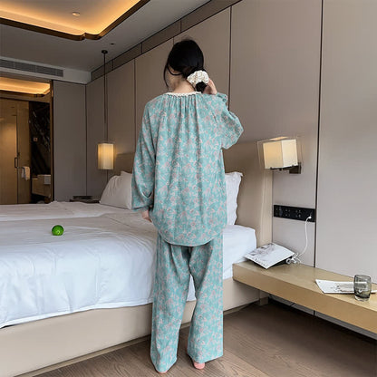 Ensemble pyjama en coton grande taille avec décolleté en dentelle