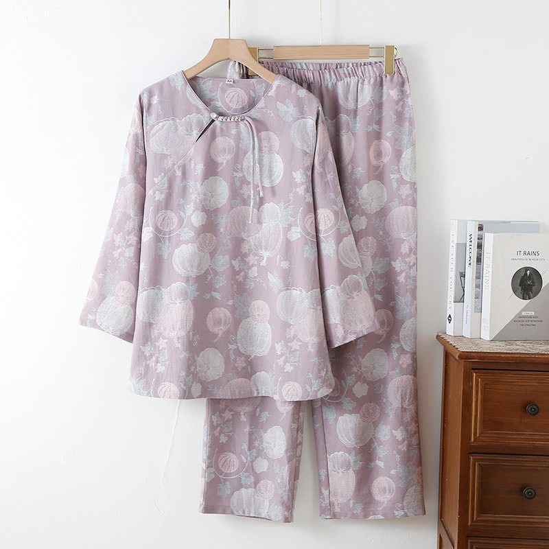 Ensemble pyjama en gaze de coton avec pull citrouille