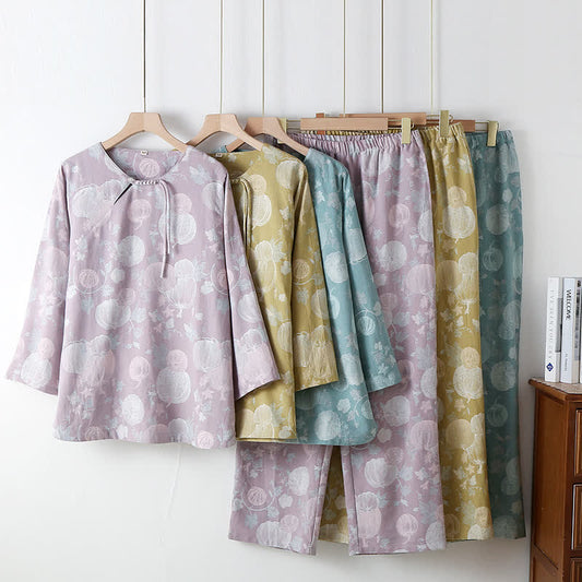 Ensemble pyjama en gaze de coton avec pull citrouille