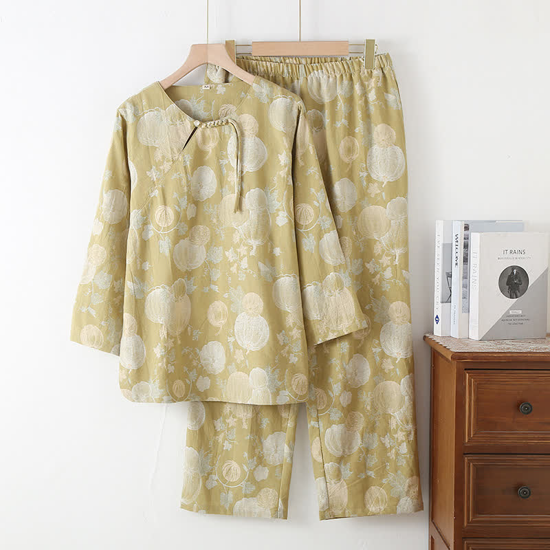 Ensemble pyjama en gaze de coton avec pull citrouille