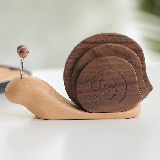 Dessous de verre créatif en forme d'escargot en bois massif