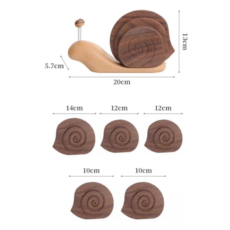 Dessous de verre créatif en forme d'escargot en bois massif