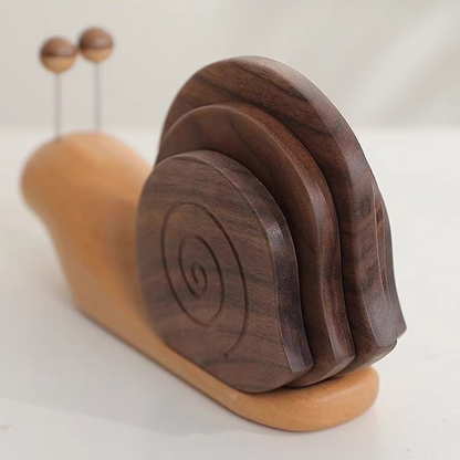 Dessous de verre créatif en forme d'escargot en bois massif