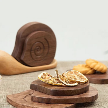 Dessous de verre créatif en forme d'escargot en bois massif