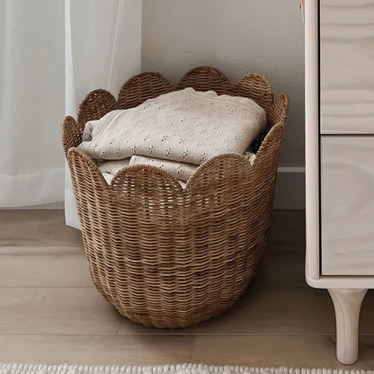 Panier de rangement simple en rotin tissé à la main
