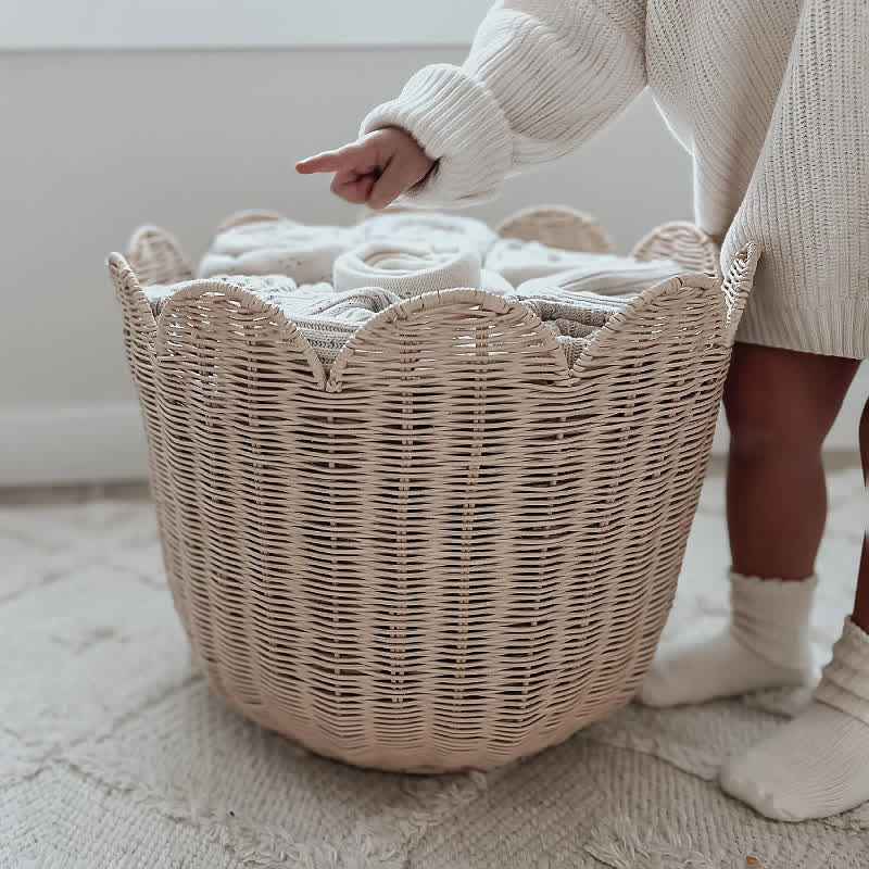 Panier de rangement simple en rotin tissé à la main