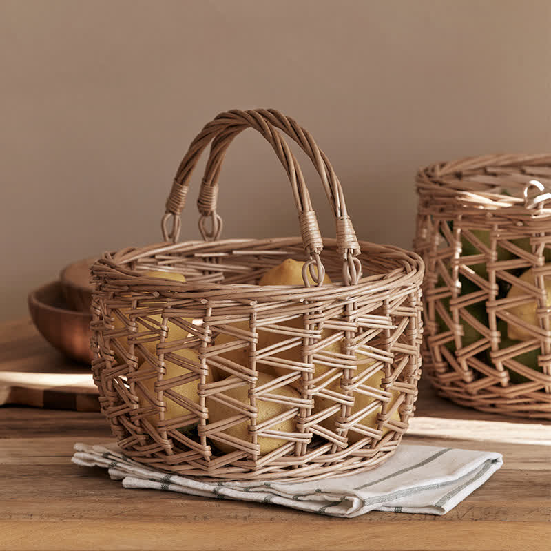 Panier à fruits suspendu fait main en osier
