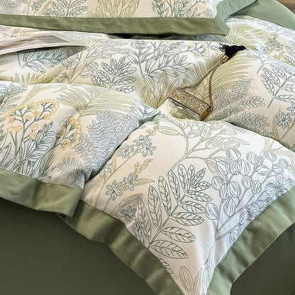 Parure de lit en coton brossé Rural Leaf (4 pièces)
