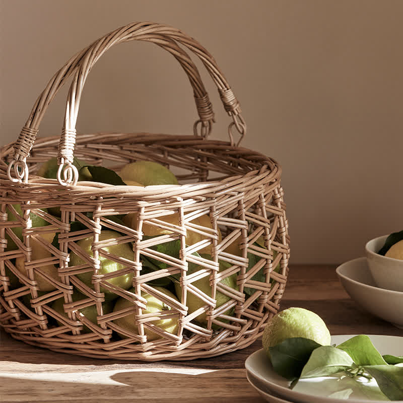 Panier à fruits suspendu fait main en osier