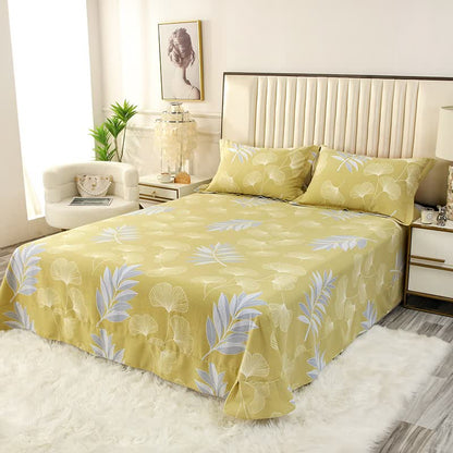 Parure de lit en coton doux avec feuilles de ginkgo (4 pièces)