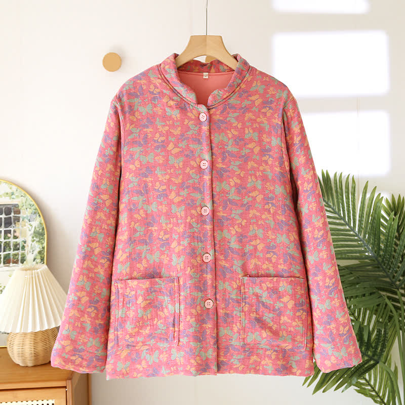 Haut de pyjama épais en pur coton avec motif papillon