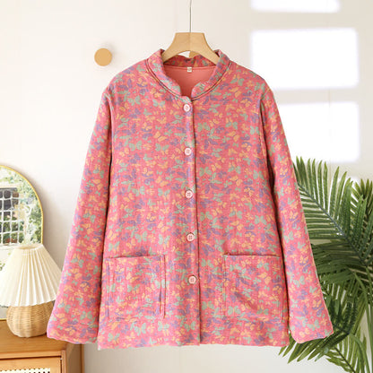 Haut de pyjama épais en pur coton avec motif papillon
