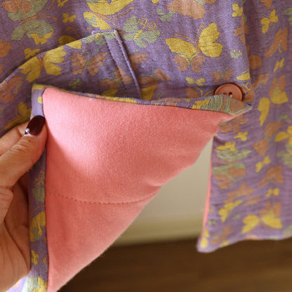 Haut de pyjama épais en pur coton avec motif papillon