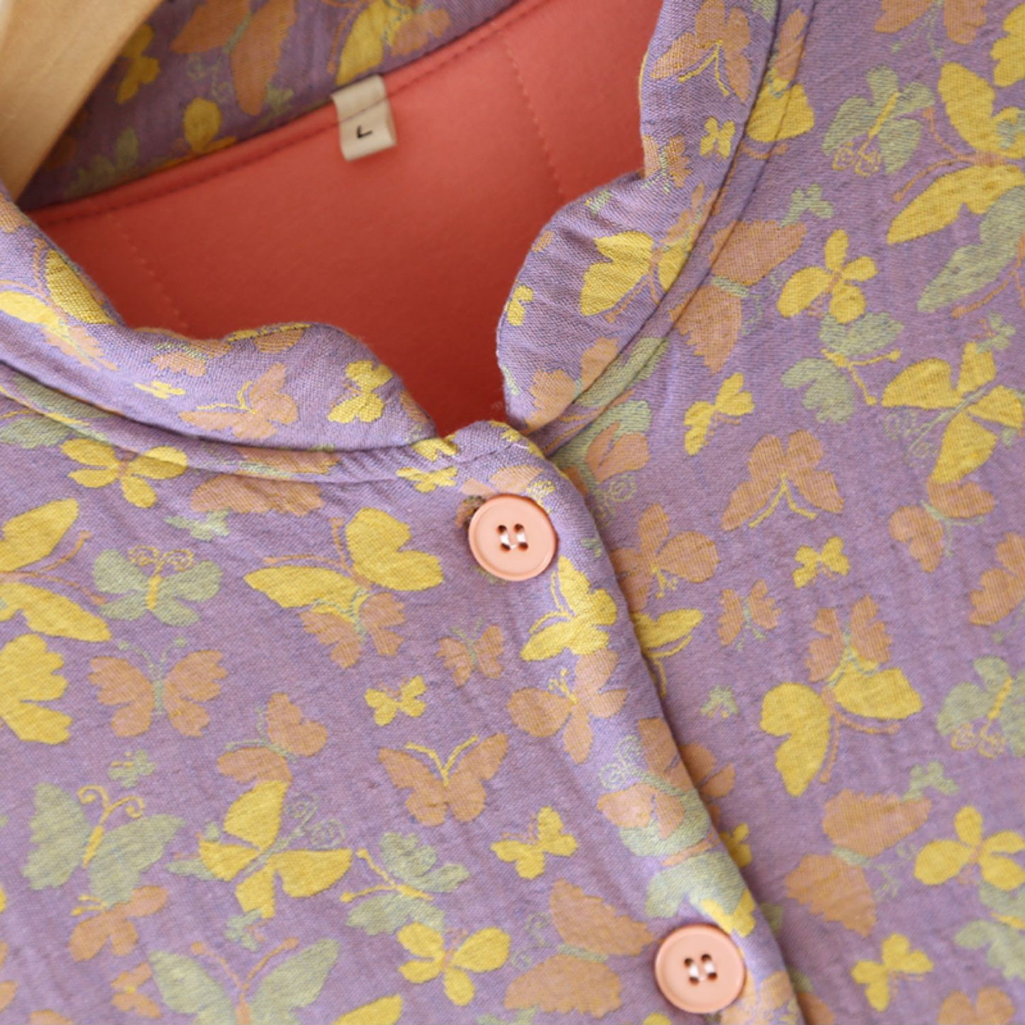 Haut de pyjama épais en pur coton avec motif papillon