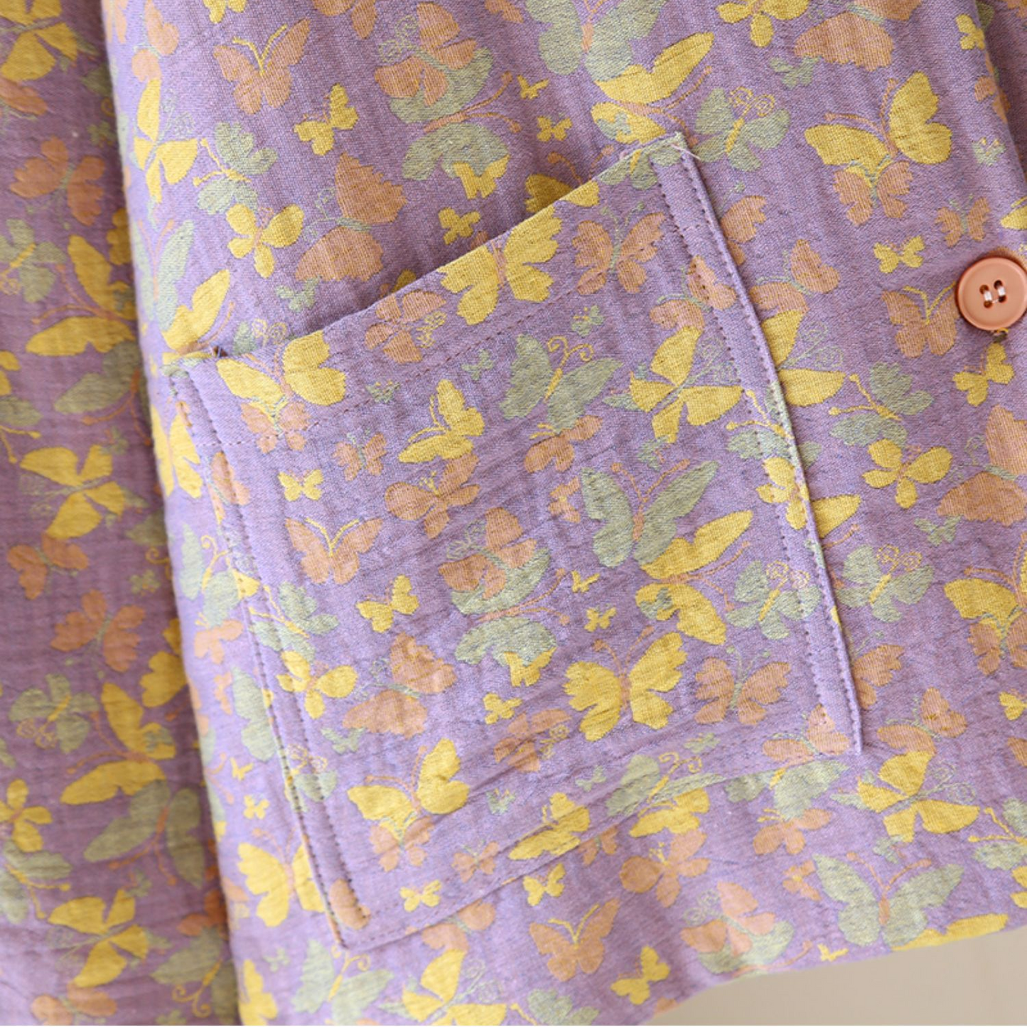 Haut de pyjama épais en pur coton avec motif papillon