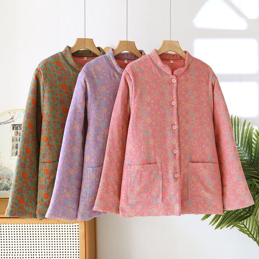 Haut de pyjama boutonné en pur coton de style pastoral
