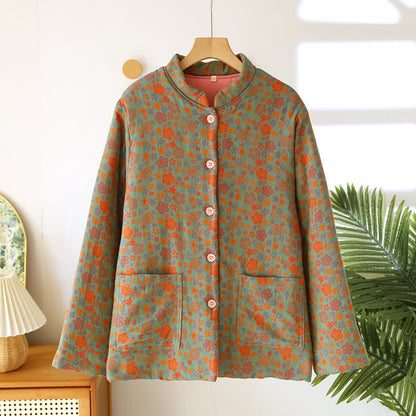 Haut de pyjama boutonné en pur coton de style pastoral