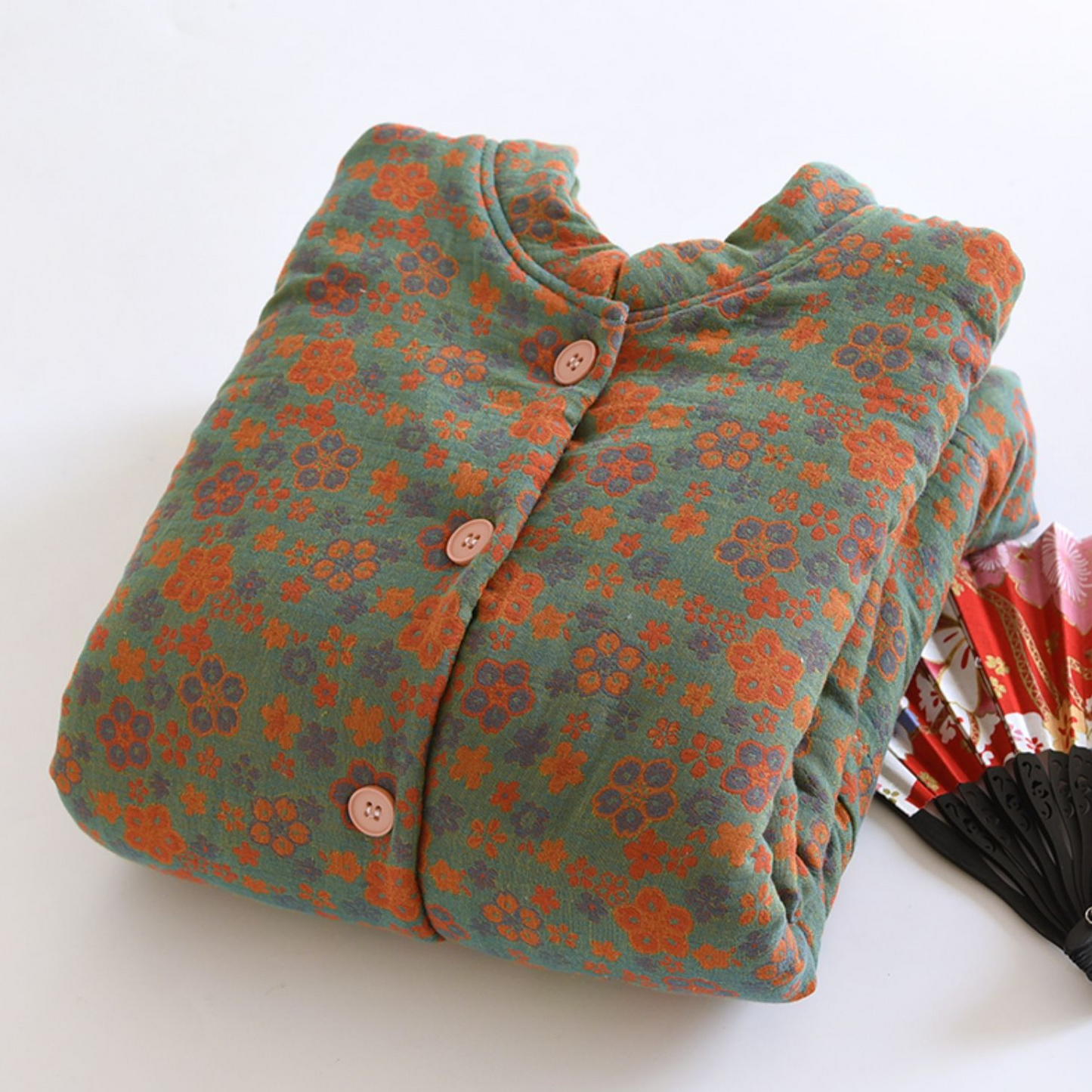 Haut de pyjama boutonné en pur coton de style pastoral