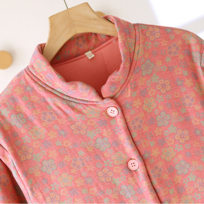 Haut de pyjama boutonné en pur coton de style pastoral
